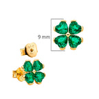 Arete Broquel Pan 1:1 Trébol de la Suerte Circonias Plata .925 con Baño de Oro 18 K