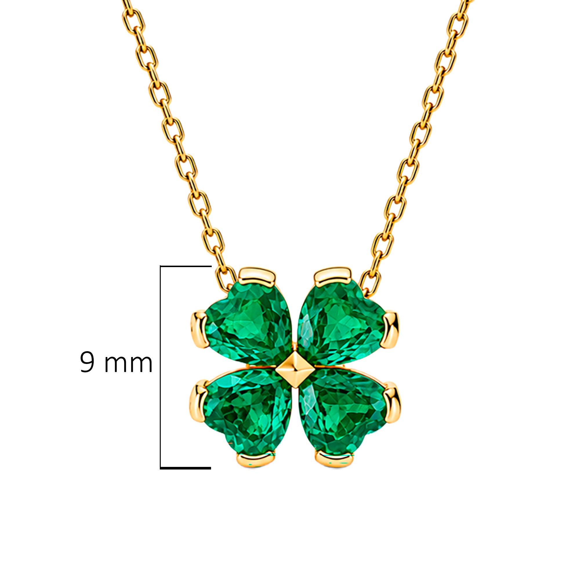 Collar Pan 1:1 Trébol de la Suerte Circonias Plata .925 con Baño de Oro